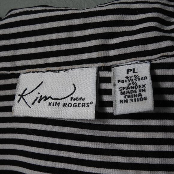 Kim Rogers Y-Neck Button Down Striped Shirt Petite Large - Picture 6 of 7